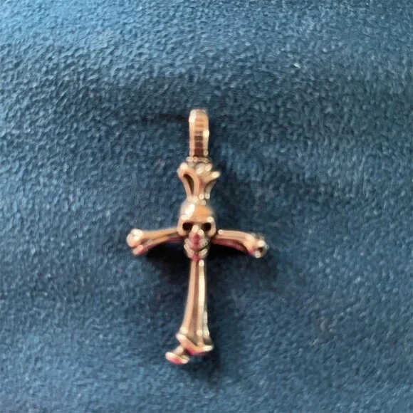 Chrome Hearts Pendant Charm Skull Cross Silver Tone Gothic Biker Pendant - Picture 1 of 5
